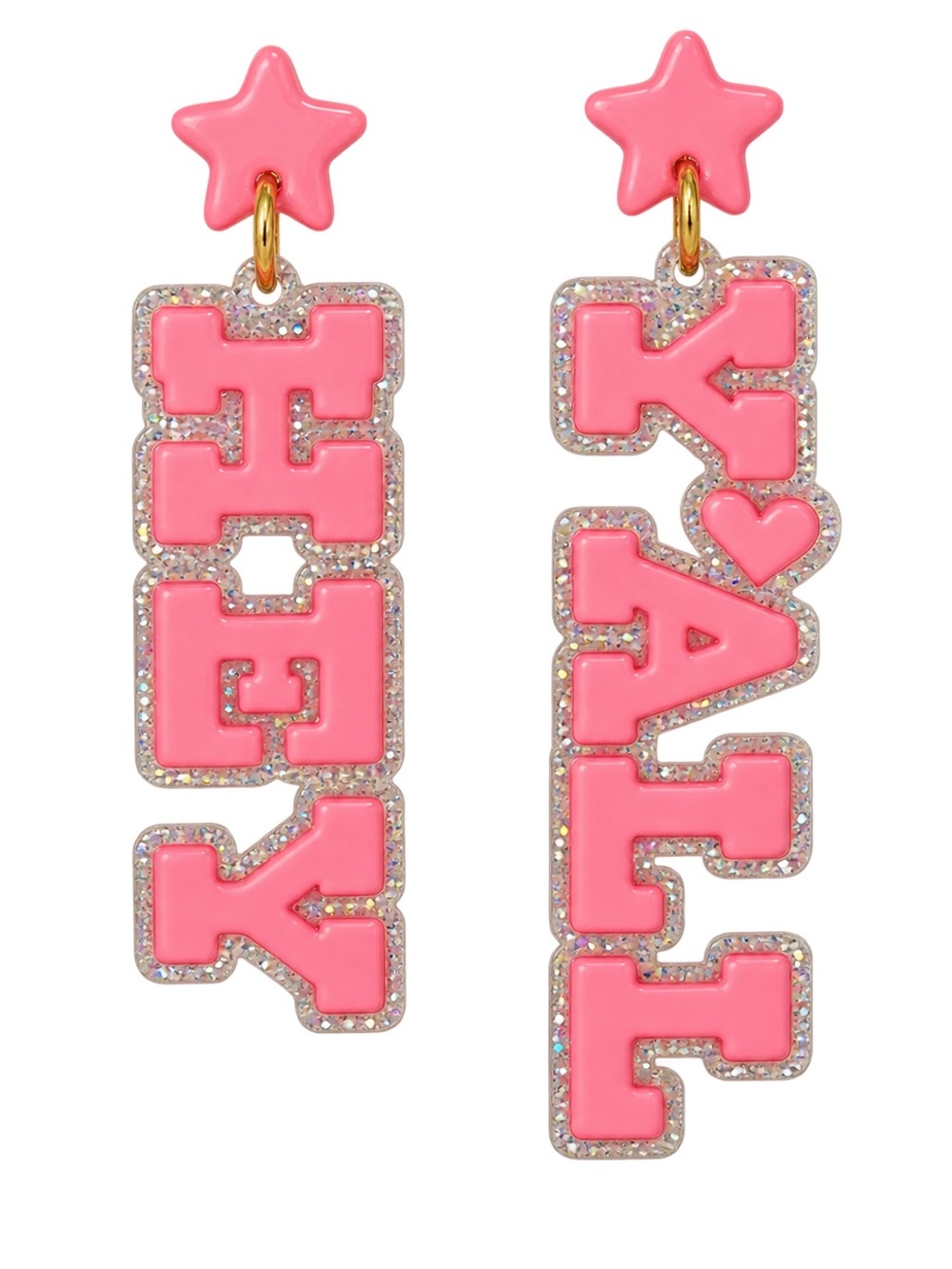 Honoring Dolly - Hey Y’all Pink Glitter Statement Dangle Earrings - New